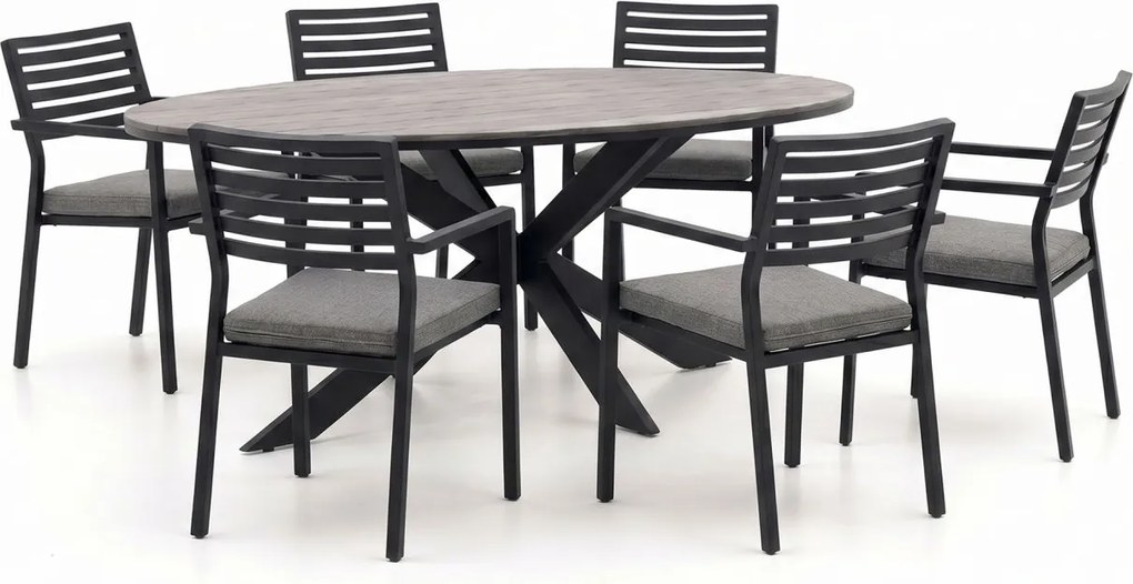 Diningset Bellagio  | 6 personen polywood | Tuinset stapelbaar | 7-delig | Kees Smit Tuinmeubelen