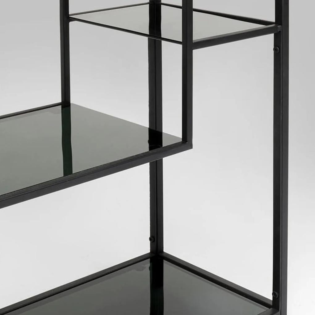 Kare Design Loft Smal Laag Wandrek Staal Met Glas Zwart - 60x30x100cm.