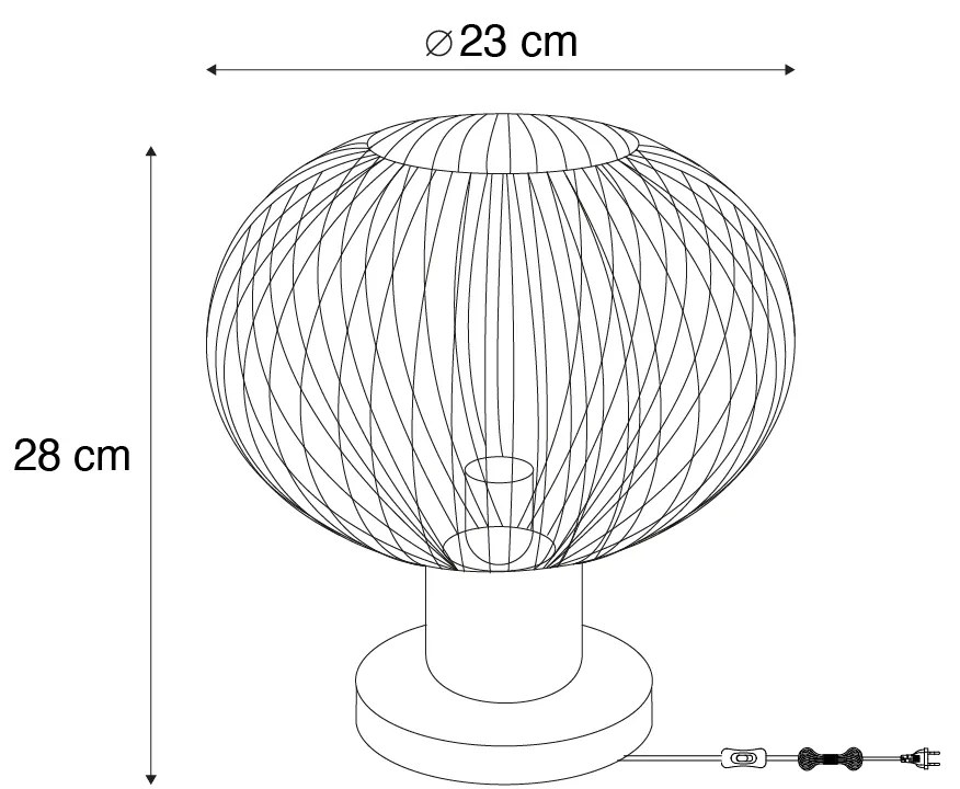Moderne draad tafellamp beige 23cm - Gila Modern E27 bol / globe / rond Binnenverlichting Lamp