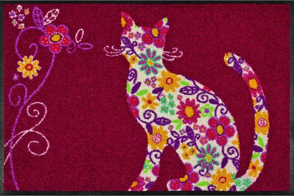 Schoonloopmat Flower Cat
