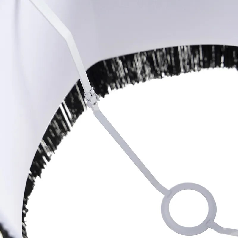 Zijden lampenkap zwart met grijs 45 cm - Granny