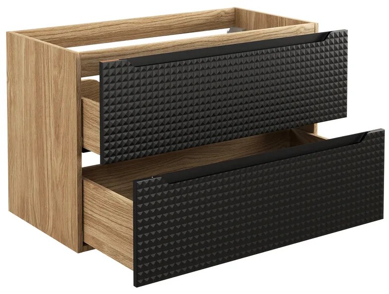 Comad Luxor Black badmeubel 90cm met 2 lades en wastafel wit glans