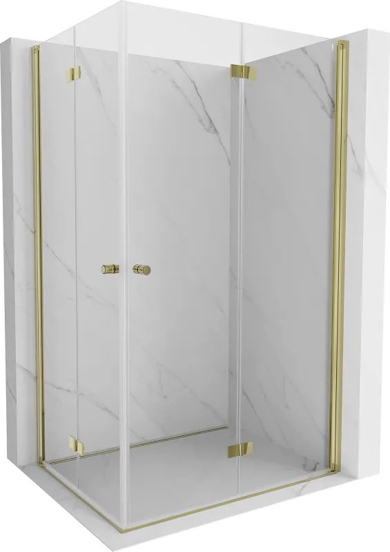 Mexen Mist-F Duo opvouwbare douchecabine rechts 70 x 90 cm, transparant, geborsteld goud - 8A6-070L-090P-55-00