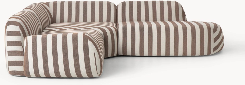 Gestreepte modulaire hoekbank Wolke (4-zits) met chaise longue