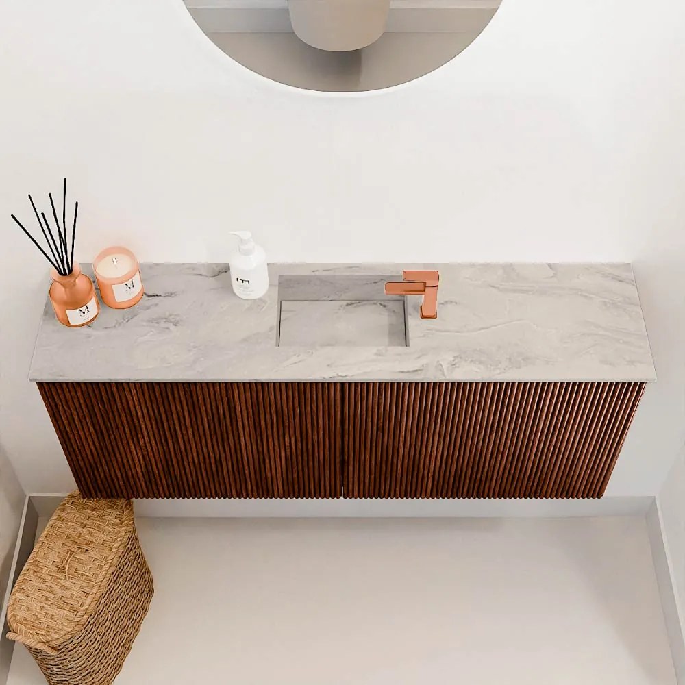 Mondiaz Joya DLux 100cm toiletmeubel ruby met wastafel faye midden 1 kraangat glace