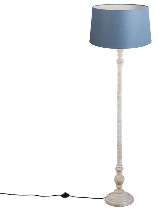 Vloerlamp Classico met blauwe linnen kap 45cm Klassiek / Antiek, Landelijk / Rustiek cilinder / rond Binnenverlichting Lamp