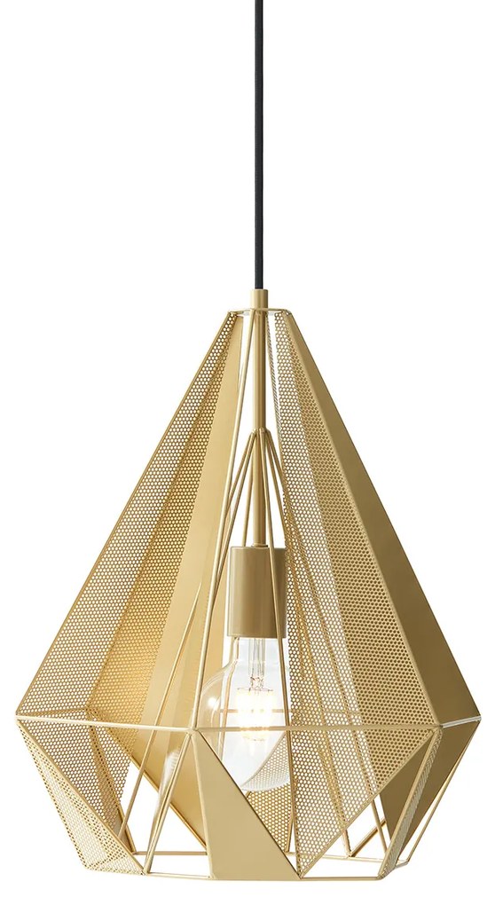 Industriële hanglamp goud met mesh 3-lichts - Carcass Industriele / Industrie / Industrial Minimalistisch E27 Draadlamp rond Binnenverlichting Lamp