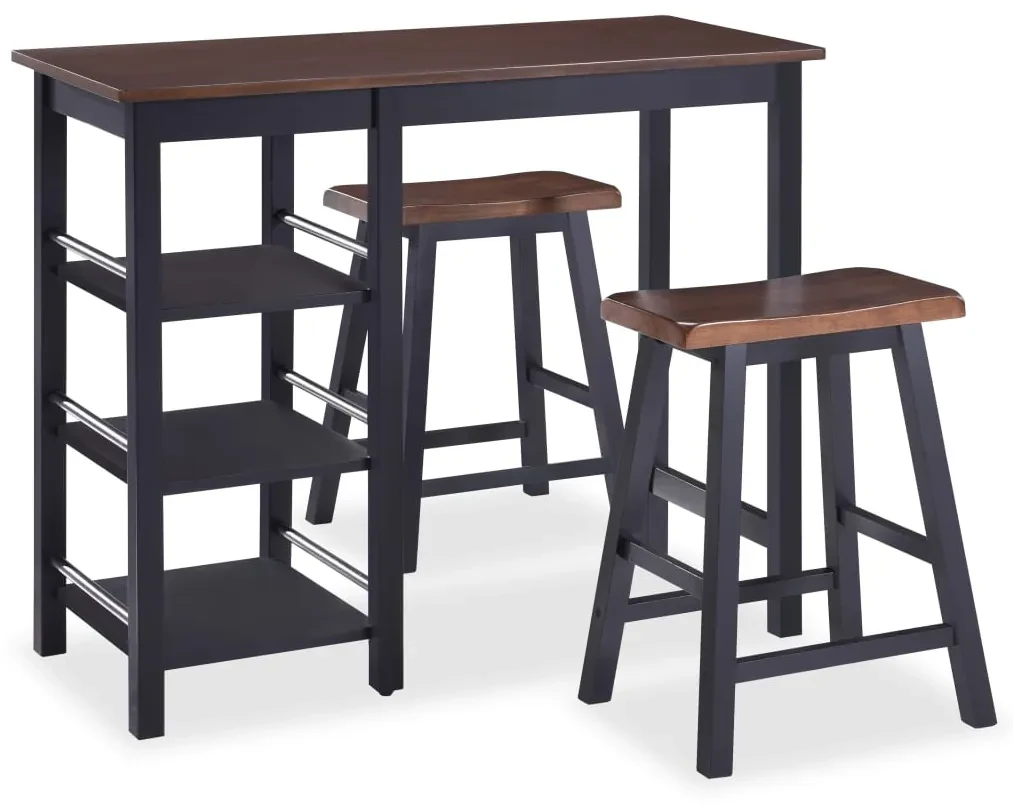 vidaXL 3-delige Barset MDF zwart