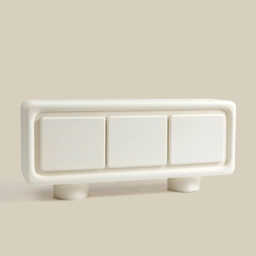 Wit Dressoir Organisch Betonlook - 183x47x82cm.
