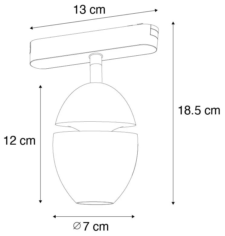 Moderne Spot / Opbouwspot / Plafondspot zwart voor railsysteem 1-fase incl. LED - Magnetic Eggy Modern ovaal Binnenverlichting Lamp