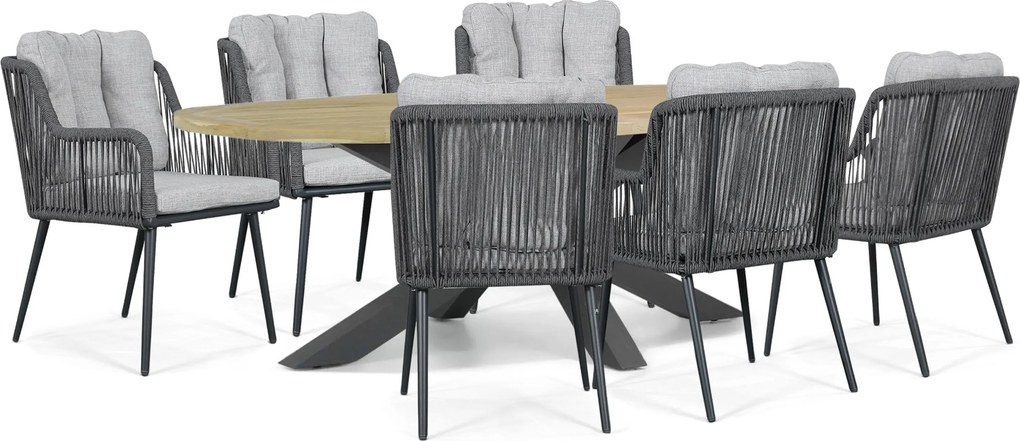 Tuinset 6 personen 240 cm Rope Grijs Lifestyle Garden Furniture Tivoli/Brookline