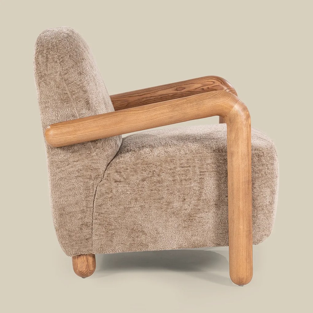 Fauteuil Met Hout Taupe