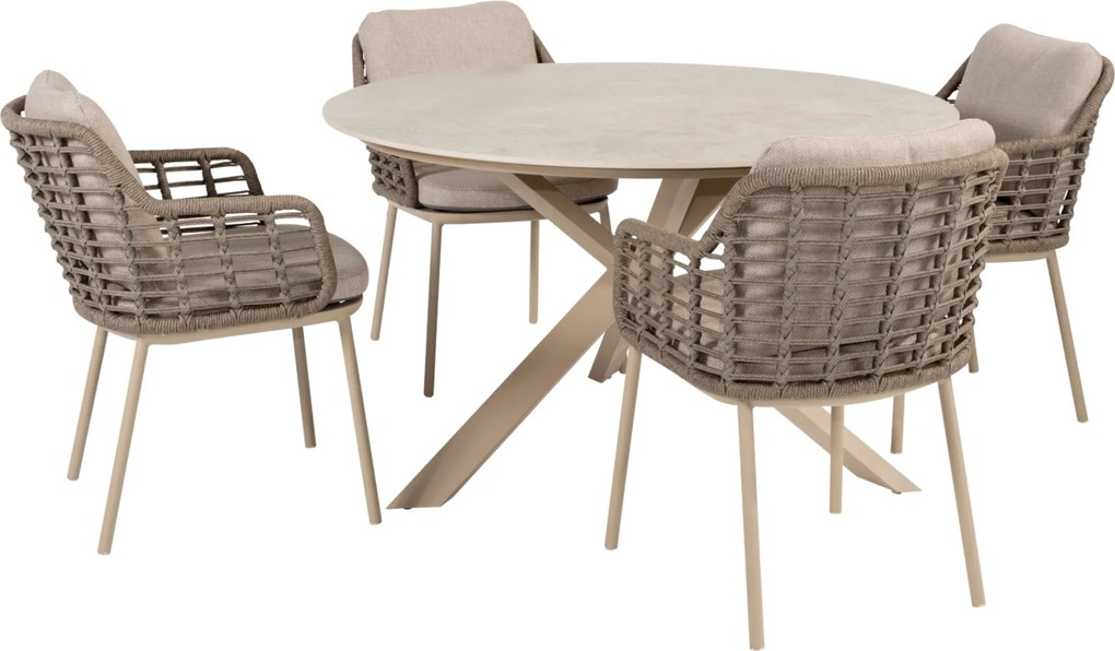 Prado Puglia dining tuinset 130xH75 cm 5 delig keramiek latte Taste 4SO