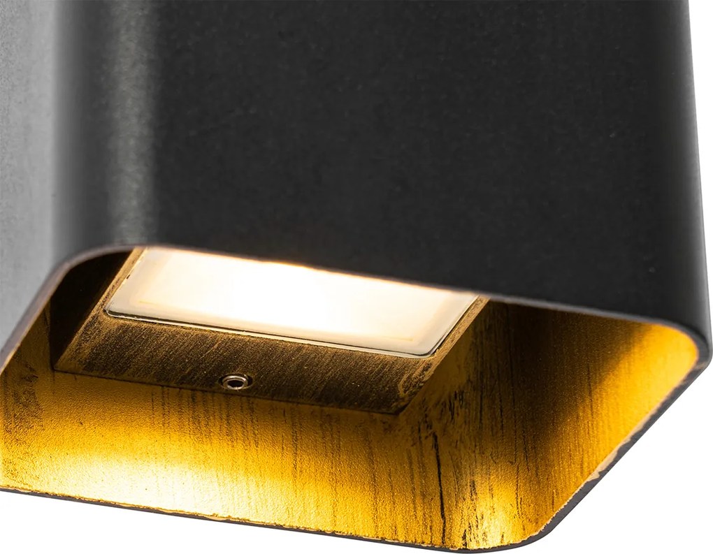 Moderne wandlamp zwart incl. LED IP54 vierkant - Evi