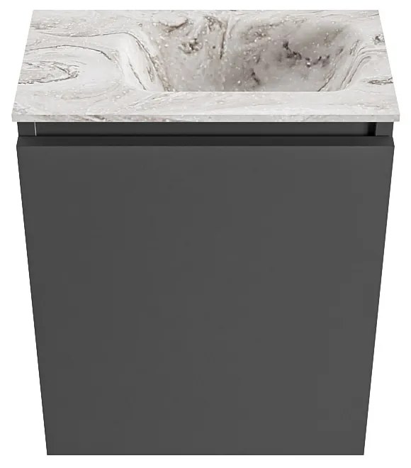 Mondiaz Ture DLux toiletmeubel 40cm dark grey met wastafel glace rechts zonder kraangat