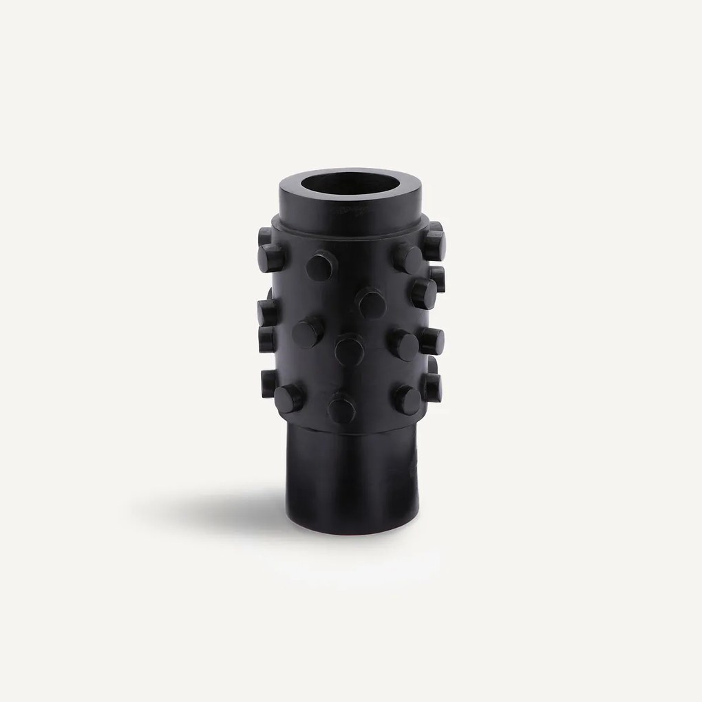 Vaas in gezwart mangohout, H28 cm, Daipur