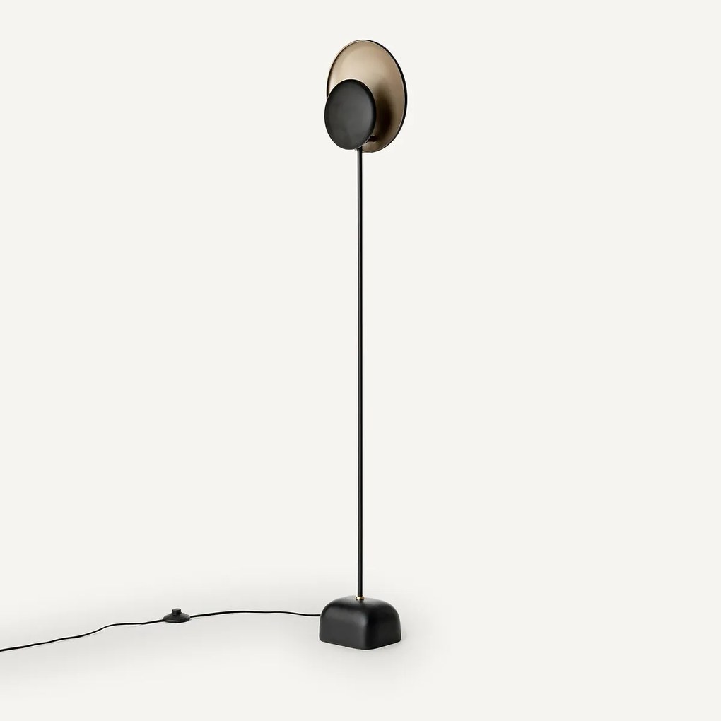 Staande lamp, reflectors in zwart en mokka, Naton