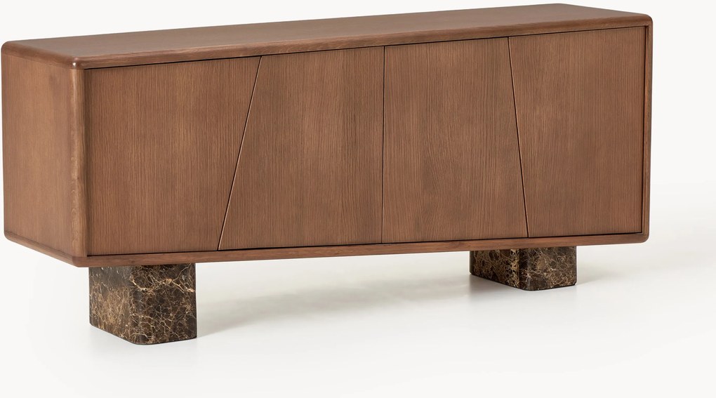 Houten dressoir Tundra met Emperador marmeren poten
