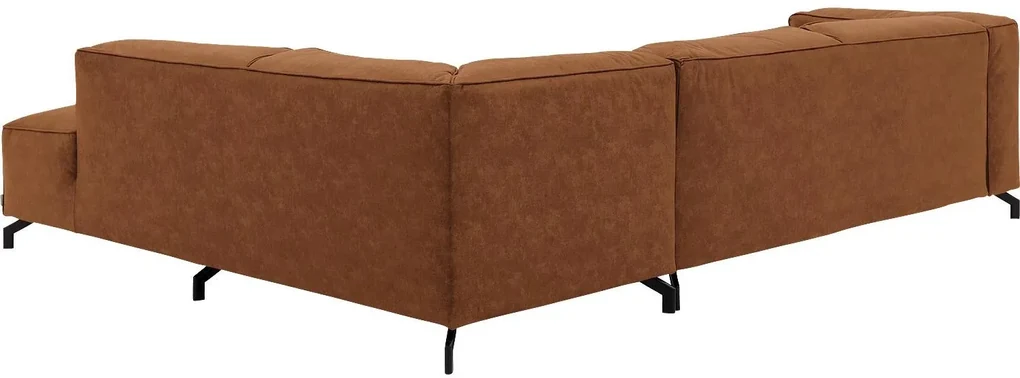 Goossens Bank Calvin cognac, micro leer, 3-zits, modern design met ligelement rechts