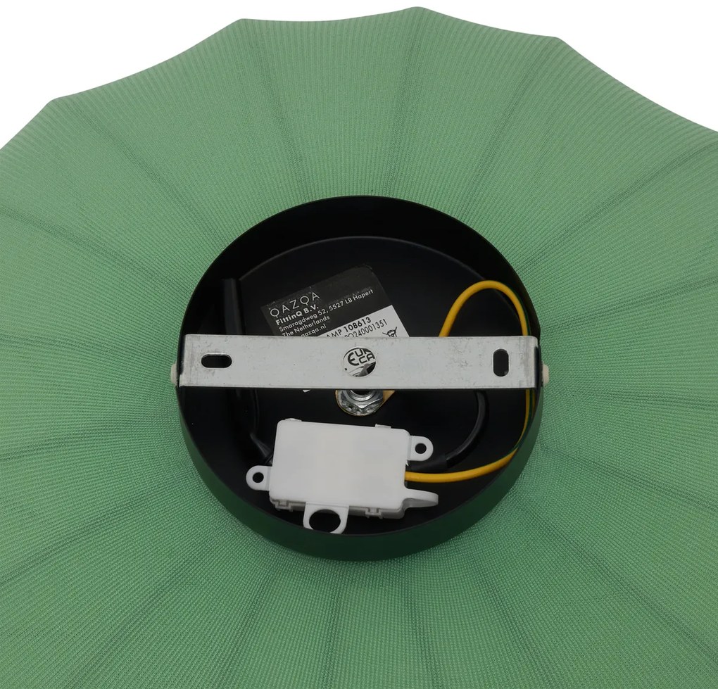 Japandi plafondlamp groen met stoffen kap - Bida