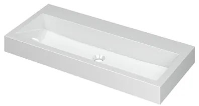 INK Momento wastafel - 100x45x9cm - 1 wasbak - 0 kraangaten - polystone wit glans 3421030