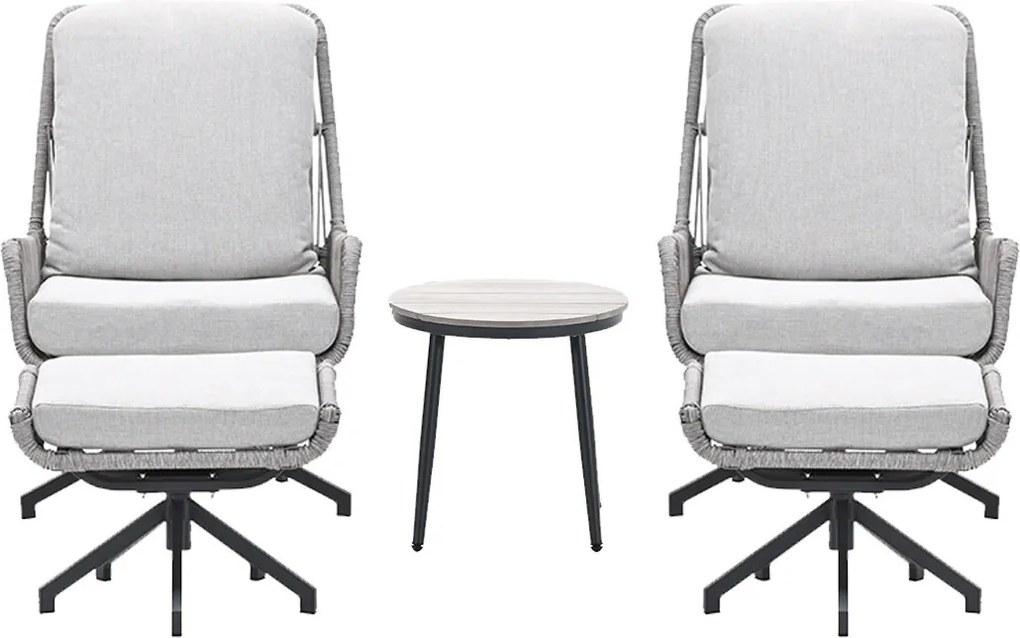 Garden Impressions Bosh draaibare loungestoelen - Lucas bijzettafel Ø50x48 cm