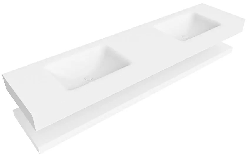 Zaro Alan badmeubel 190cm met planchet talc en vrijhangende wastafel cloud dubbel zonder kraangat talc