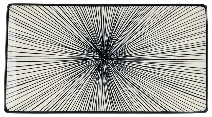Tapas bord Sevilla - zwarte lijnen - 28x15,5 cm