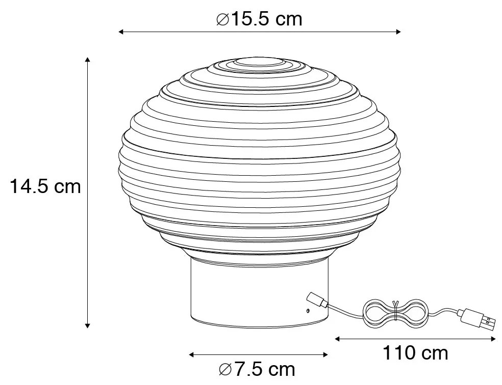 LED Tafellamp met dimmer zwart met smoke glas oplaadbaar - Lexie Modern rond Binnenverlichting Lamp