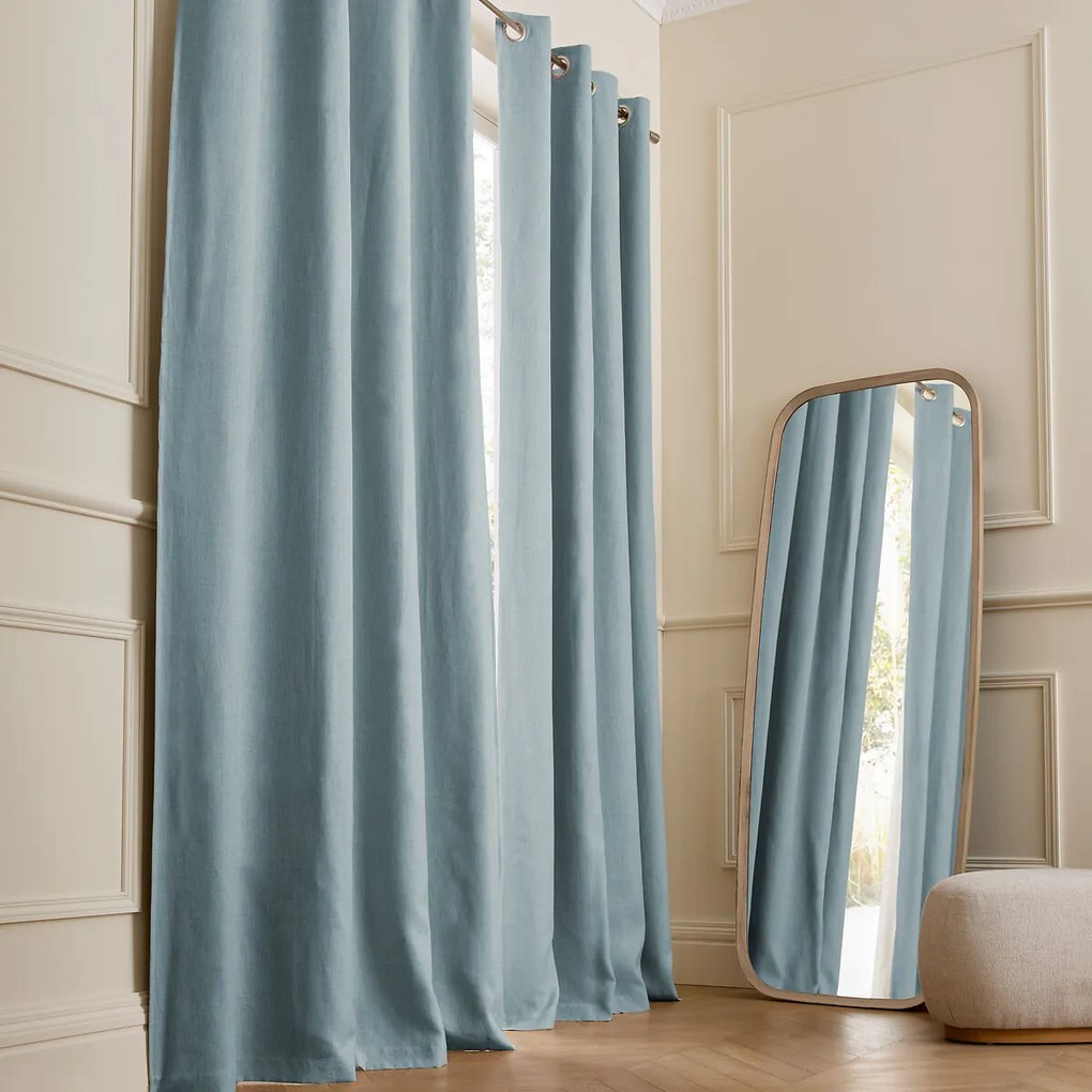 Verduisteringsgordijn van gewassen linnen, oogjes, Private