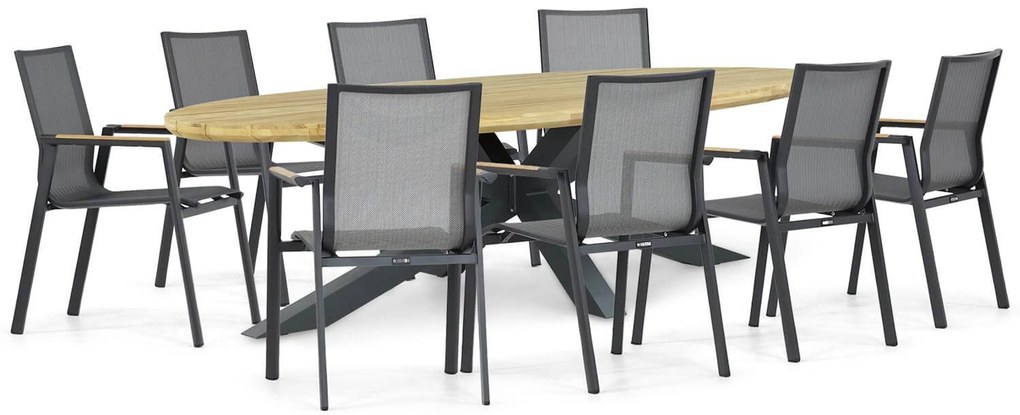 Tuinset 8 personen 280 cm Aluminium/textileen Grijs Lifestyle Garden Furniture Fiora/Diogo