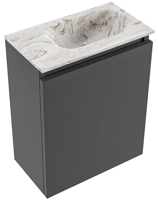 Mondiaz Ture DLux toiletmeubel 40cm dark grey met wastafel glace rechts met kraangat