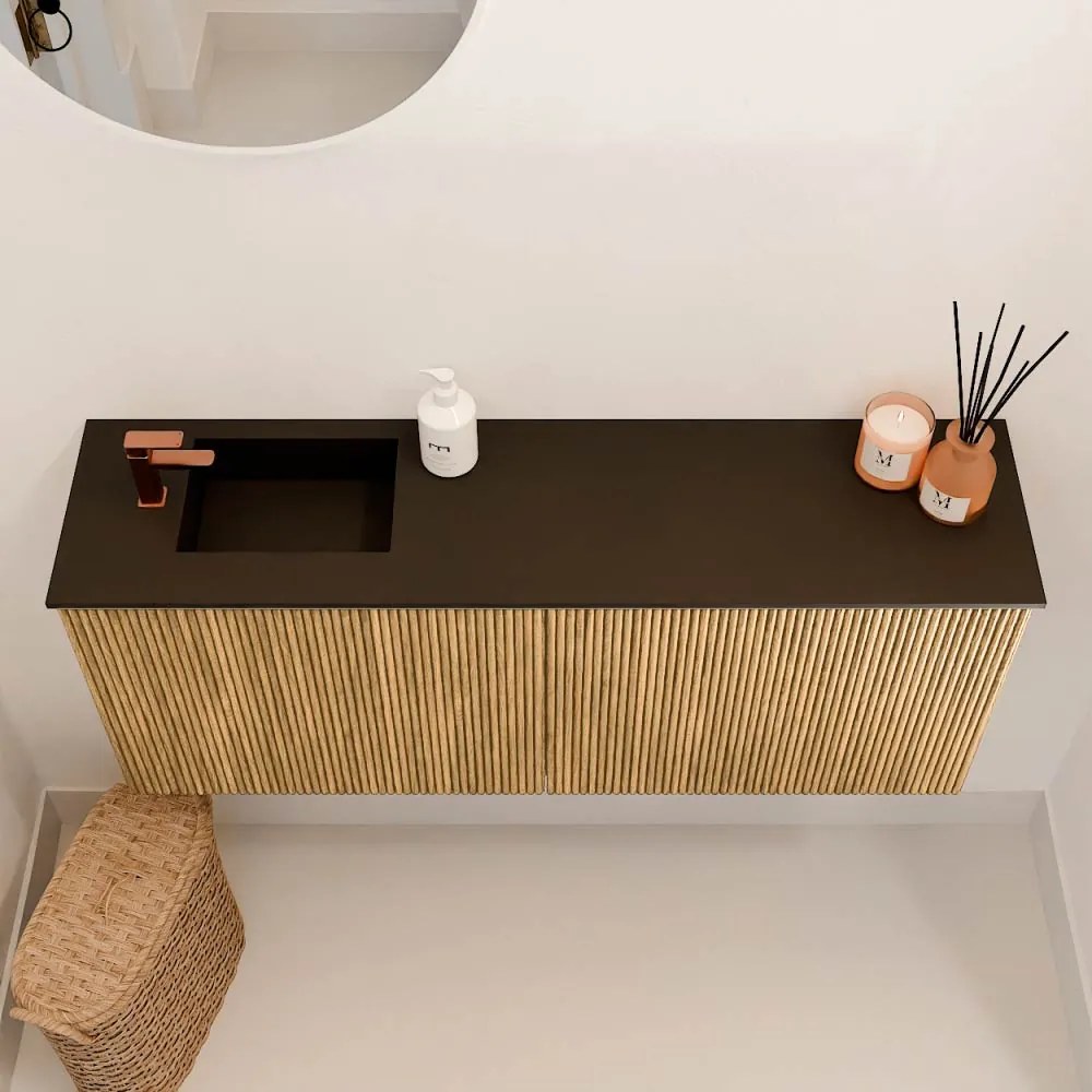 Mondiaz Joya 100cm toiletmeubel oak met wastafel faye links 1 kraangat urban