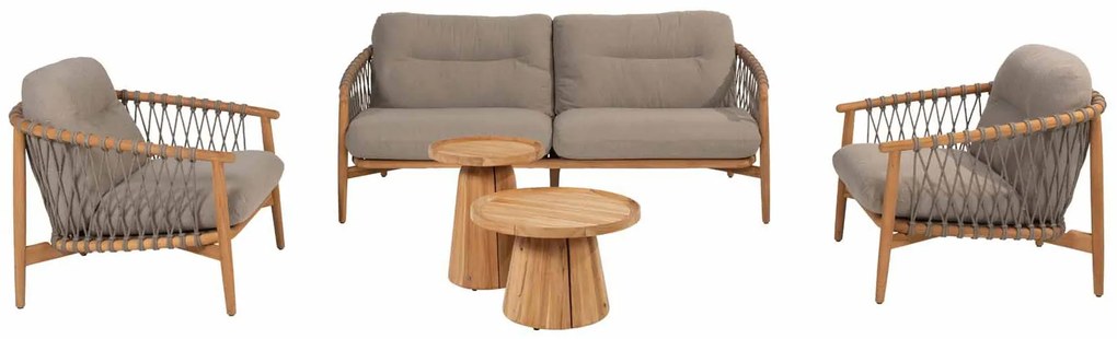 4 Seasons Outdoor Nora 3-zits loungebank naturel teak SALE Loungebank beige weerbestendig