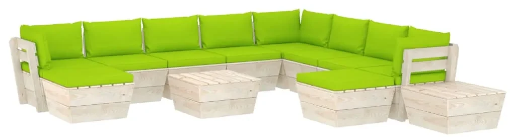 vidaXL 12-delige Loungeset met kussens pallet vurenhout