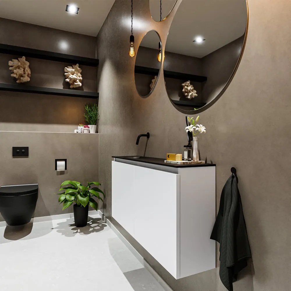 Mondiaz Ture 100cm toiletmeubel talc met wastafel urban links geen kraangat