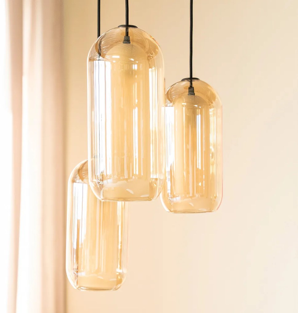 By-Boo Shona Round Trapse Hanglamp Amberglas