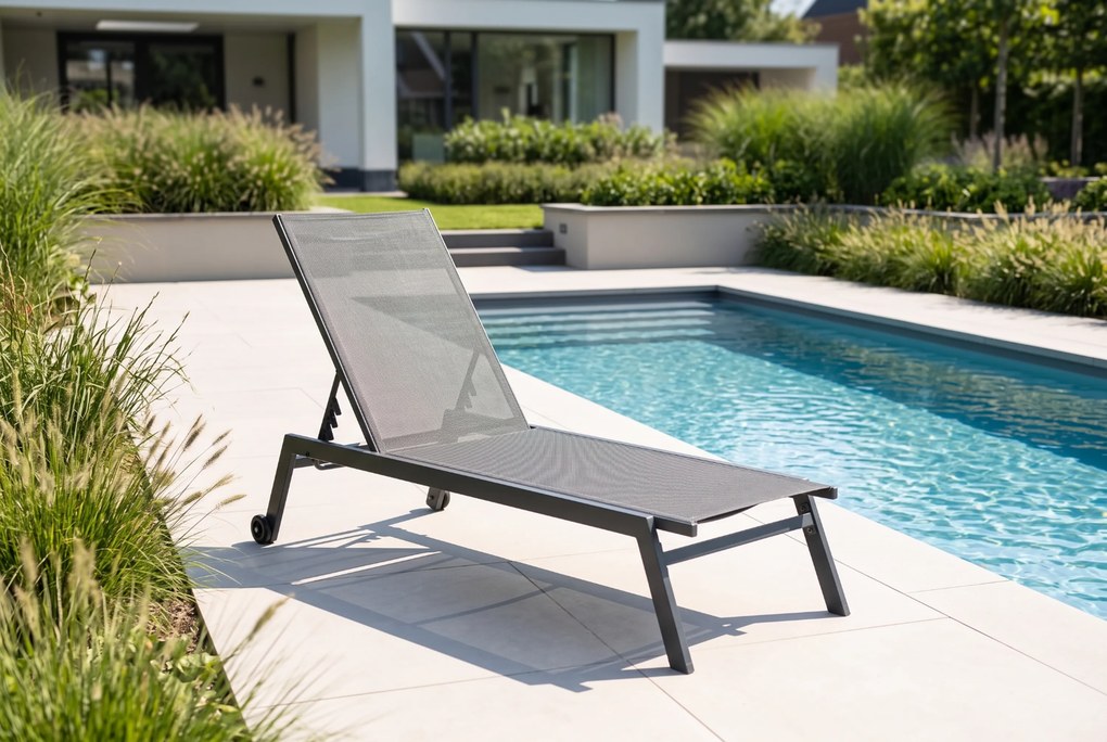Lifestyle Garden Furniture Ultimate Ligbed Met Wiel Aluminium/textileen Grijs