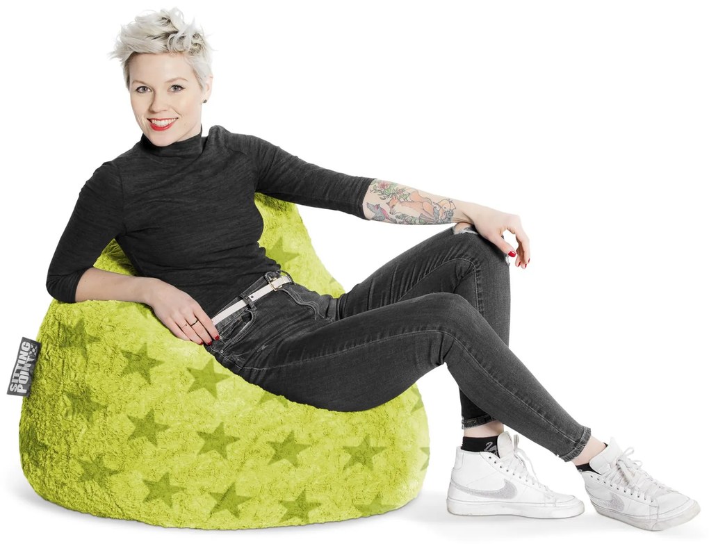 Kinder Zitzak BeanBag Fluffy Stars XL - Groen