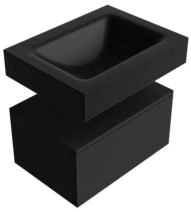 Zaro Alan badmeubel 60cm urban 1 lade met vrijhangende wastafel cloud midden zonder kraangat urban