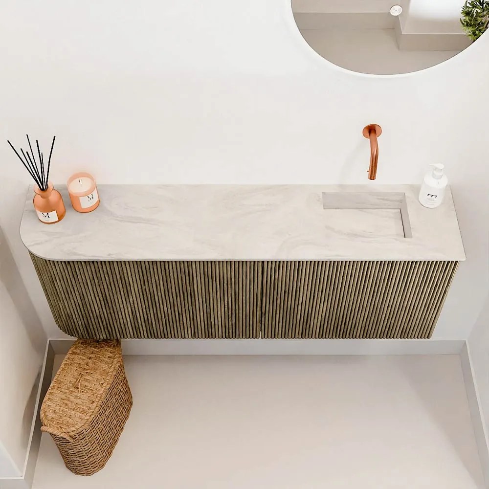 Mondiaz Joya DLux 110cm toiletmeubel ronding links dusk met wastafel faye rechts zonder kraangat ostra