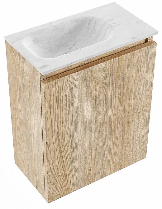 Mondiaz Ture DLux toiletmeubel 40cm washed oak met wastafel opalo links zonder kraangat