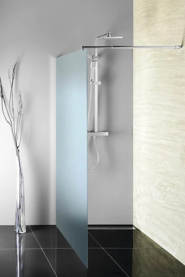 Aqualine Pilot inloopdouche opaalglas 110x190cm chroom