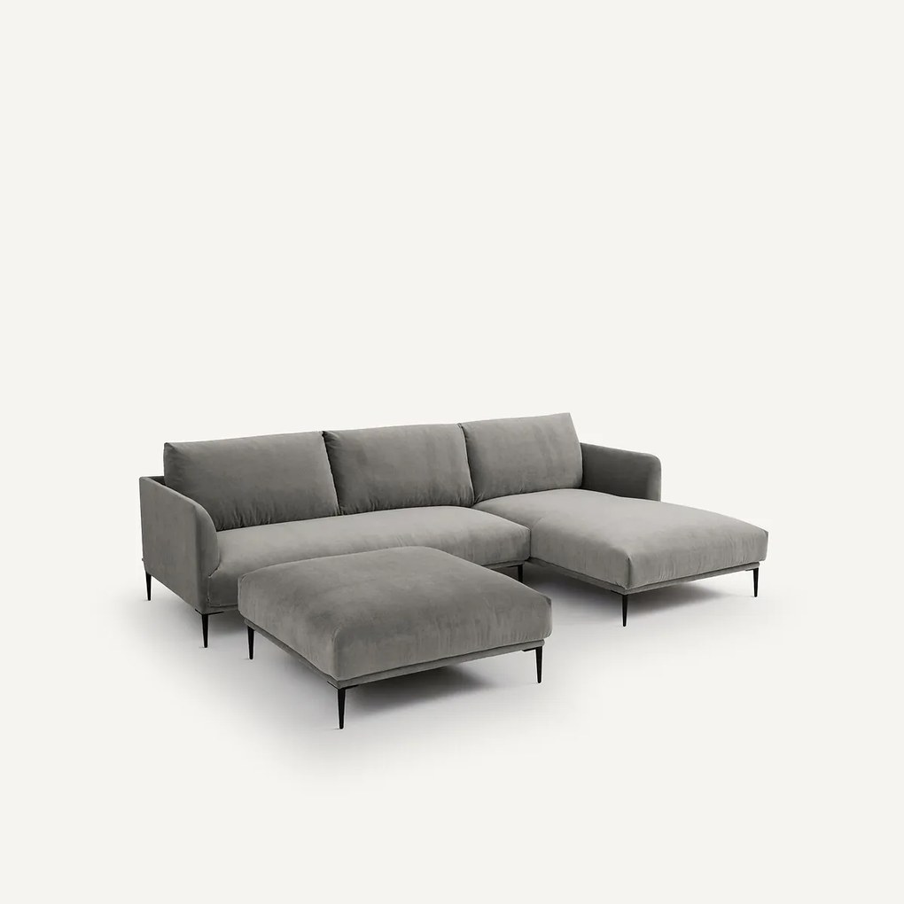 XL voetenbank in fluweel, Oscar, ontwerp E.Gallina