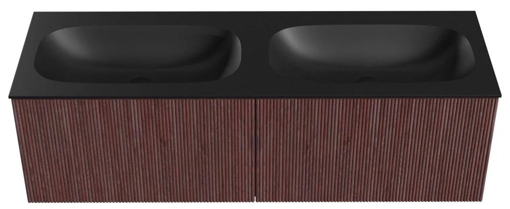 Mondiaz Kurve 140cm badmeubel ruby met 2 lades en wastafel big small dubbel zonder kraangat urban