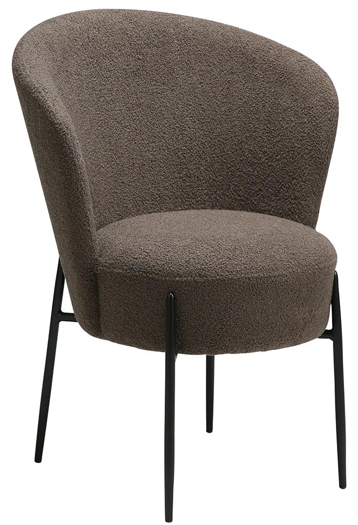 Dan-Form Orbit Eetkamerstoel Met Hoge Rugleuning Rond Boucle Bruin