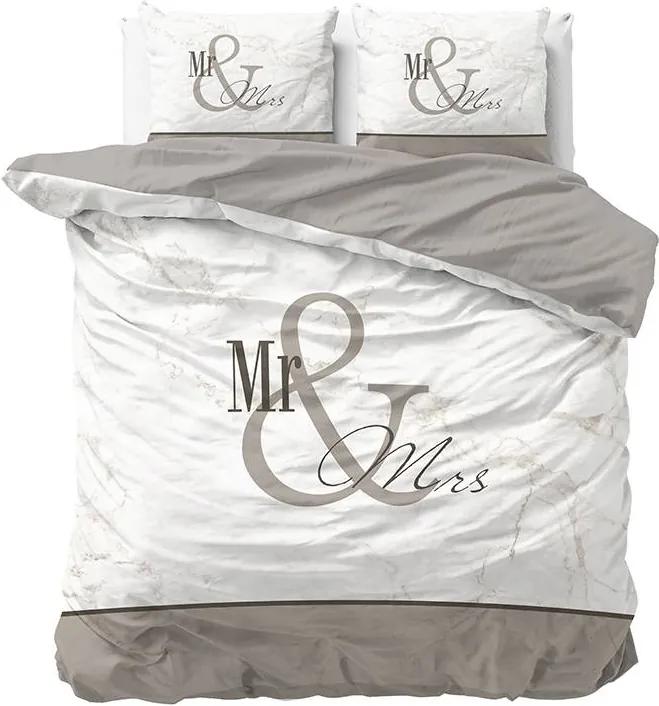 Sleeptime Elegance Mr and Mrs Marble - Taupe 1-persoons (140 x 220 cm + 1 kussensloop) Dekbedovertrek