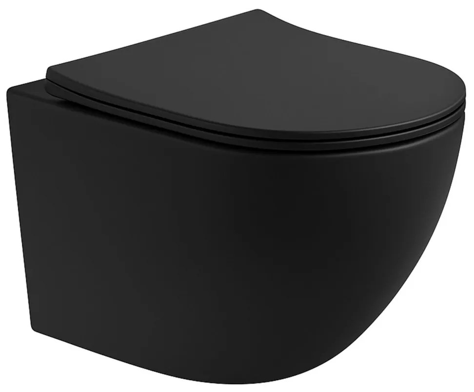 Sanigoods Cyclona compact randloos hangtoilet met tornado flush en zitting zwart mat