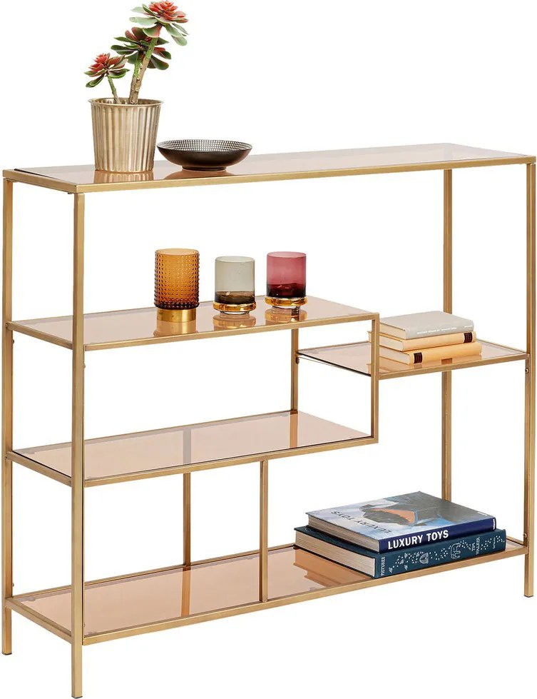 Laag Wandrek Staal Met Glas Goud - 115x30x100cm.