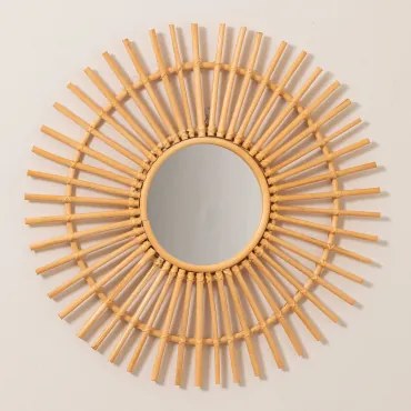 Ronde Wandspiegel Ø60 Cm In Rotan Beku Bruin Natuurlijk - Sklum